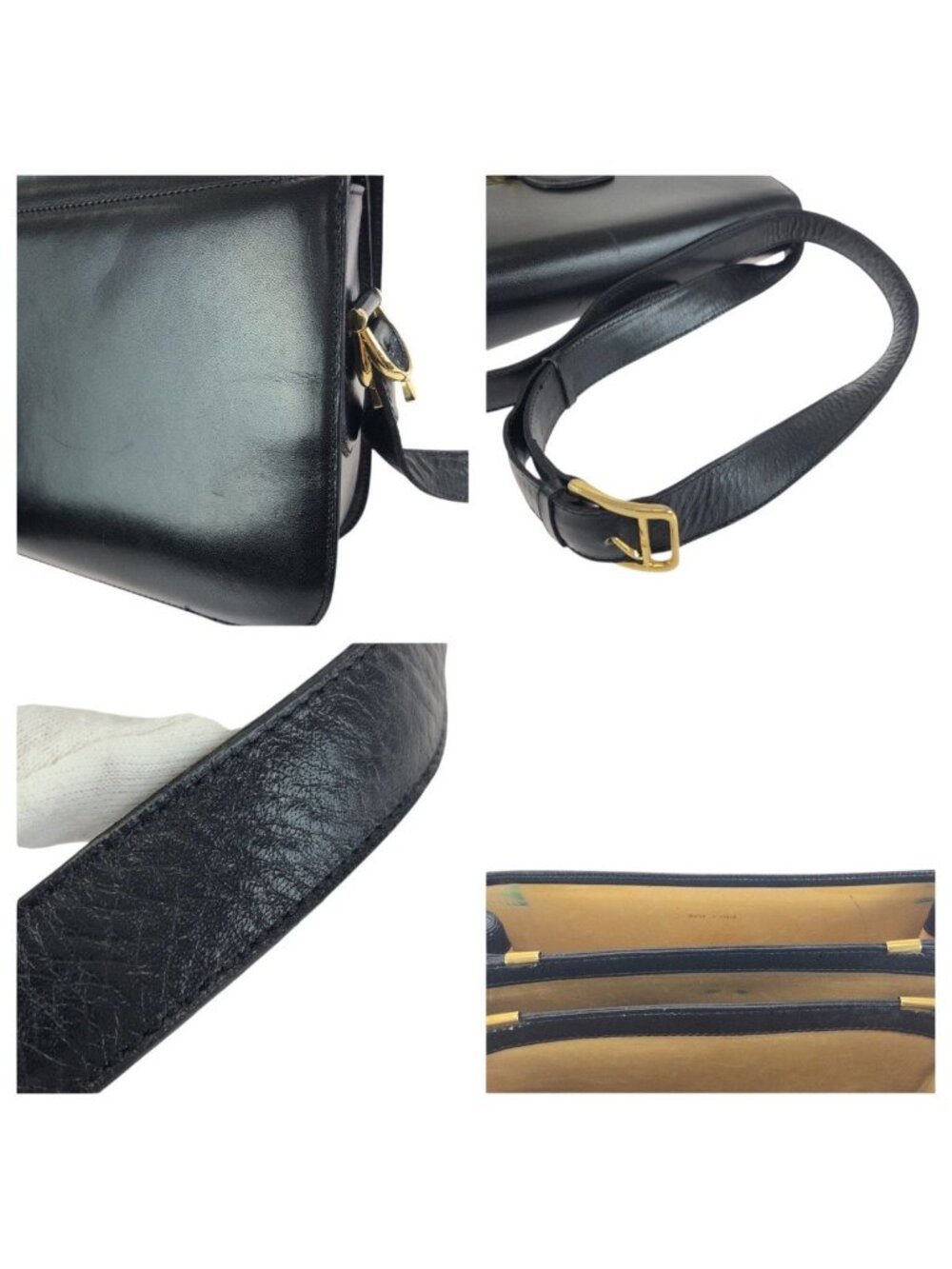Celine Vintage Horse Carriage Black Gold Leather Shoulder - Picture 6 of 9